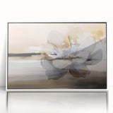 Framed abstract wall art featuring colorful strokes and lines in a modern design, with a sleek white frame, ideal for enhancing contemporary home decor.