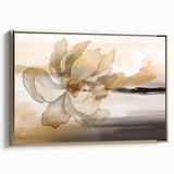 Framed wall art showcasing abstract strokes and lines in gold and neutral tones, adding a modern touch to home décor. Perfect for enhancing living spaces with elegance.