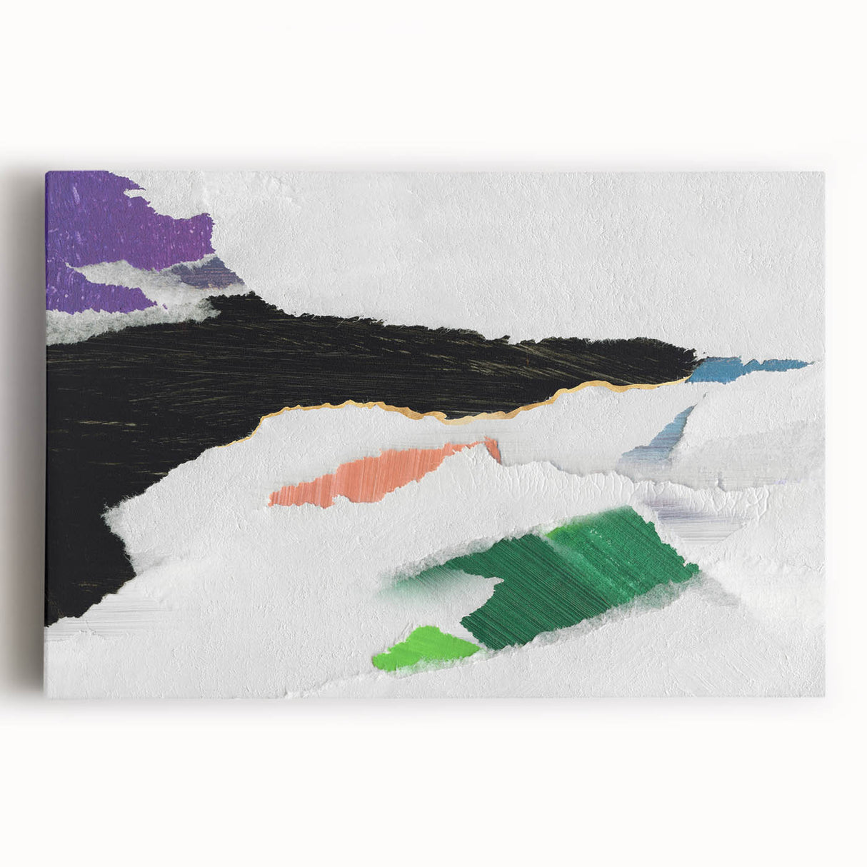 Abstract wall art canvas featuring vibrant strokes and lines in shades of blue, orange, and yellow, perfect for modern home decor.