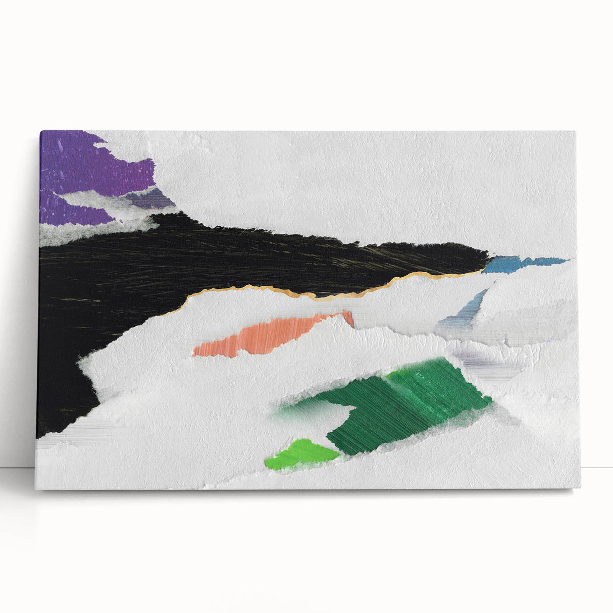 Abstract wall art design showcasing vibrant strokes and lines in shades of blue, orange, and yellow, perfect for modern home decor.