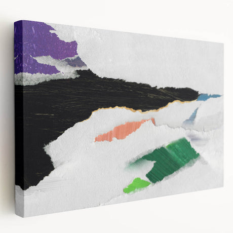 Abstract strokes and lines design on stretched canvas wall art, showcasing vibrant colors and fluid shapes, perfect for modern decor.