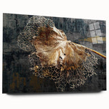 Abstract wall art featuring colorful strokes and lines, displayed in an acrylic glass frame, emphasizing modern design and vibrant aesthetics. Perfect for contemporary home decor.