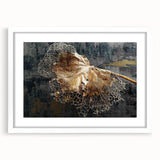 Abstract strokes and lines design wall art collection in a white frame with a mat, showcasing modern artistic elements ideal for contemporary home décor.