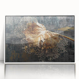 Framed abstract wall art featuring dynamic strokes and lines in vibrant colors, set against a white backdrop, perfect for modern home decor enhancement.