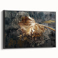 Framed canvas wall art showcasing an abstract design of colorful strokes and lines, featuring a black frame and a side view, perfect for modern decor.
