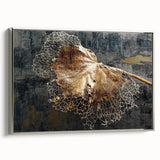 Abstract wall art featuring dynamic strokes and lines in shades of silver and gray, elegantly framed, showcasing a modern design ideal for contemporary decor.