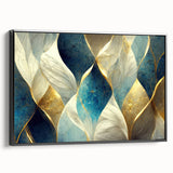 Framed canvas wall art showcasing an abstract design with flowing strokes and lines in black and white, enhancing modern decor aesthetics.