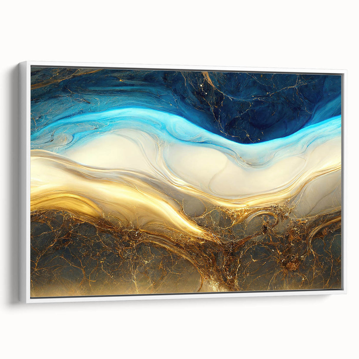 Framed abstract wall art showcasing vibrant strokes and lines in bold colors on a white background, perfect for modern decor.