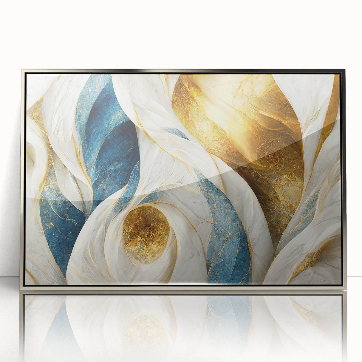 Framed abstract wall art featuring dynamic strokes and lines in silver and gray tones, perfect for modern home decor enhancement.