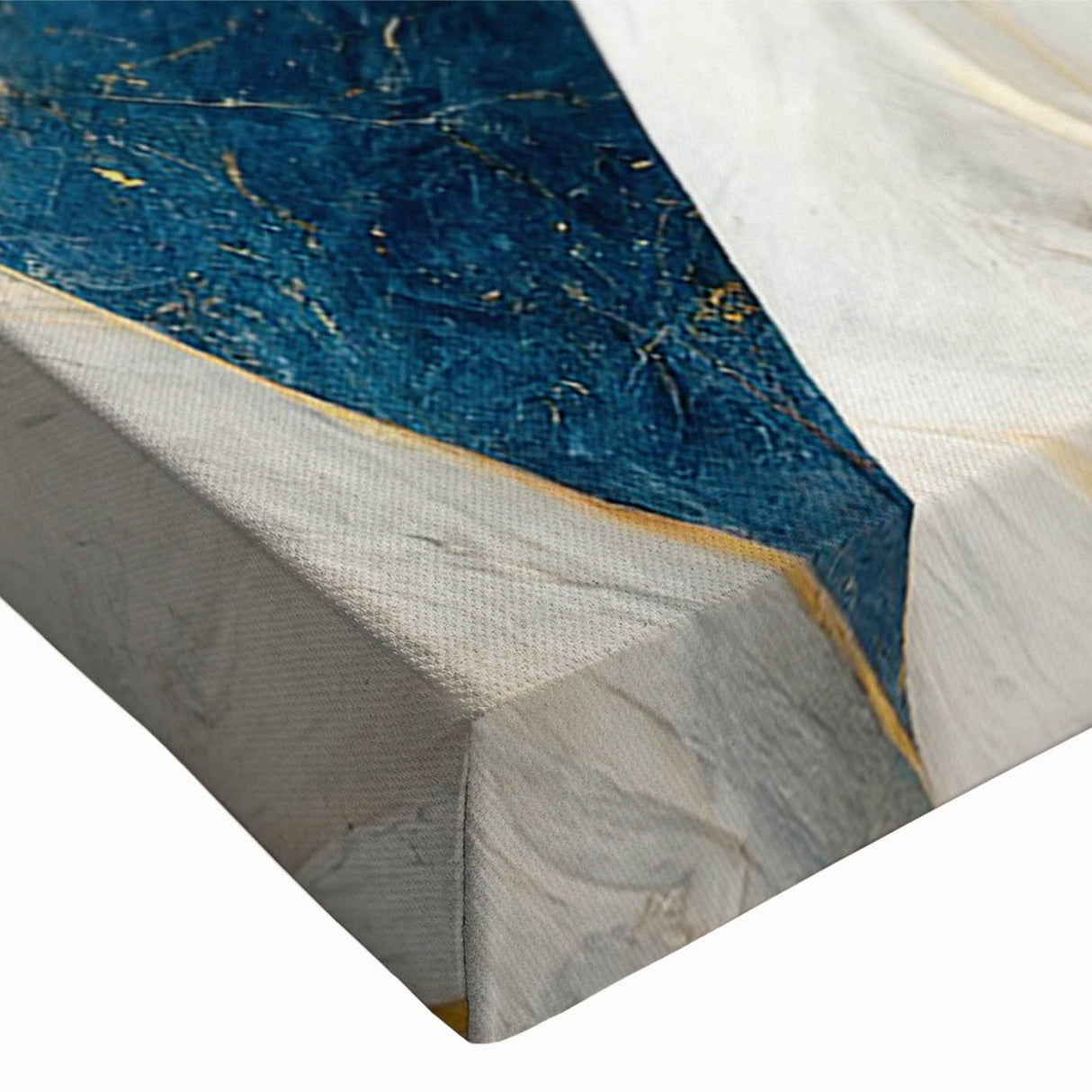 Close-up view of a stretched canvas showcasing an abstract strokes and lines design, featuring vibrant colors and a textured surface, perfect for modern wall decor.