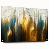 Abstract strokes and lines art piece displayed on acrylic glass, showcasing vibrant colors and unique design elements, ready for hanging.