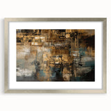 Abstract wall art featuring dynamic strokes and lines in a sleek silver frame with matting, perfect for modern home decor.