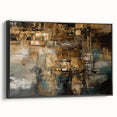 Framed abstract wall art showcasing dynamic strokes and lines in black and white, adding a modern touch to any decor.