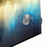 Close-up of abstract strokes and lines wall art design featuring vibrant colors and smooth acrylic glass finish, ideal for modern decor.