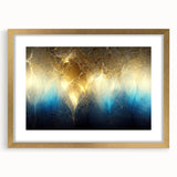 Abstract wall art featuring dynamic strokes and lines in a sophisticated gold frame, perfect for modern decor and enhancing interior aesthetics.