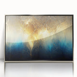 Framed wall art showcasing a modern abstract design with flowing silver strokes and lines, ideal for contemporary home decor.
