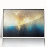 Framed abstract wall art showcasing vibrant strokes and lines in various colors, set against a white background for a modern decor style.