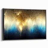Framed canvas wall art showcasing an abstract design with colorful strokes and lines, presented in a black frame for modern decor.