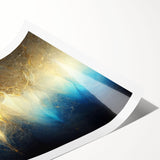 Abstract wall art print showcasing vibrant strokes and lines in various colors, perfect for modern home decor, rolled in protective packaging.