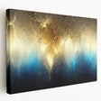 Abstract canvas wall art featuring vibrant strokes and lines in shades of blue, yellow, and pink, showcasing a modern artistic design perfect for contemporary decor.