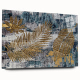 Abstract wall art featuring vibrant strokes and lines in a contemporary design, displayed in a sleek acrylic frame, showcasing a side view without pins for a clean aesthetic.