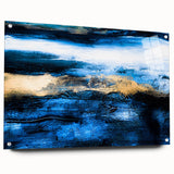 Abstract wall art piece showcasing vibrant strokes and lines in varying colors, displayed in an acrylic frame, emphasizing modern design aesthetics.
