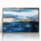 Abstract strokes and lines design wall art featuring a gold-acrylic frame, showcasing artistic flair with vibrant colors and modern aesthetics.