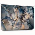 Abstract wall art design showcasing vibrant strokes and lines in bold colors, displayed in a sleek acrylic glass frame with pins for modern decor.