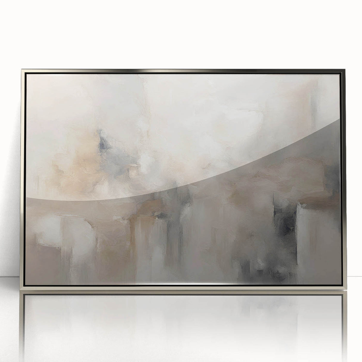 Framed wall art showcasing an abstract design with colorful strokes and lines in silver acrylic frame, ideal for modern decor.