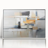 Framed wall art featuring an abstract design with colorful strokes and lines, set against a white background for a modern aesthetic.