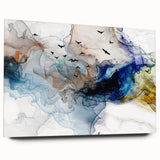 Abstract wall art design showcasing vibrant strokes and lines in a variety of colors, displayed in a sleek acrylic frame for modern decor.