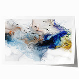 Abstract wall art print showcasing vibrant strokes and lines in a colorful composition, ideal for modern home decor or artistic spaces.