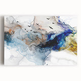Abstract strokes and lines design on stretched canvas wall art in vibrant colors, perfect for modern home decor and artistic expression.