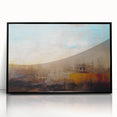 Framed abstract wall art showcasing vibrant strokes and lines in bold colors, set against a sleek black frame, perfect for modern decor.