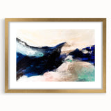 Framed abstract wall art showcasing vibrant strokes and lines in gold and black, designed to enhance modern home decor with elegance.