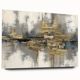 Abstract wall art design showcasing vibrant strokes and lines in rich colors, elegantly framed with acrylic glass and pin accents for a modern decor touch.