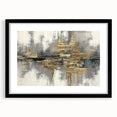 Framed wall art featuring an abstract design of colorful strokes and lines, presented in a sleek black frame with a mat for a modern touch.