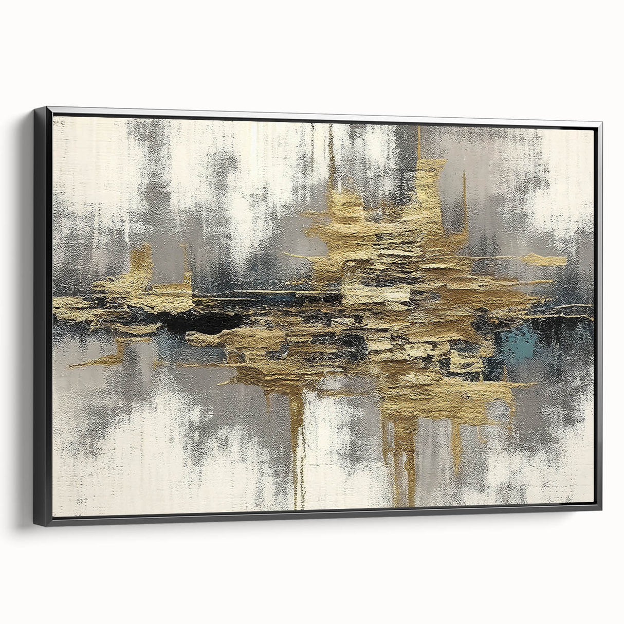 Framed abstract wall art featuring dynamic strokes and lines in black and white, showcasing a modern design suitable for contemporary decor.