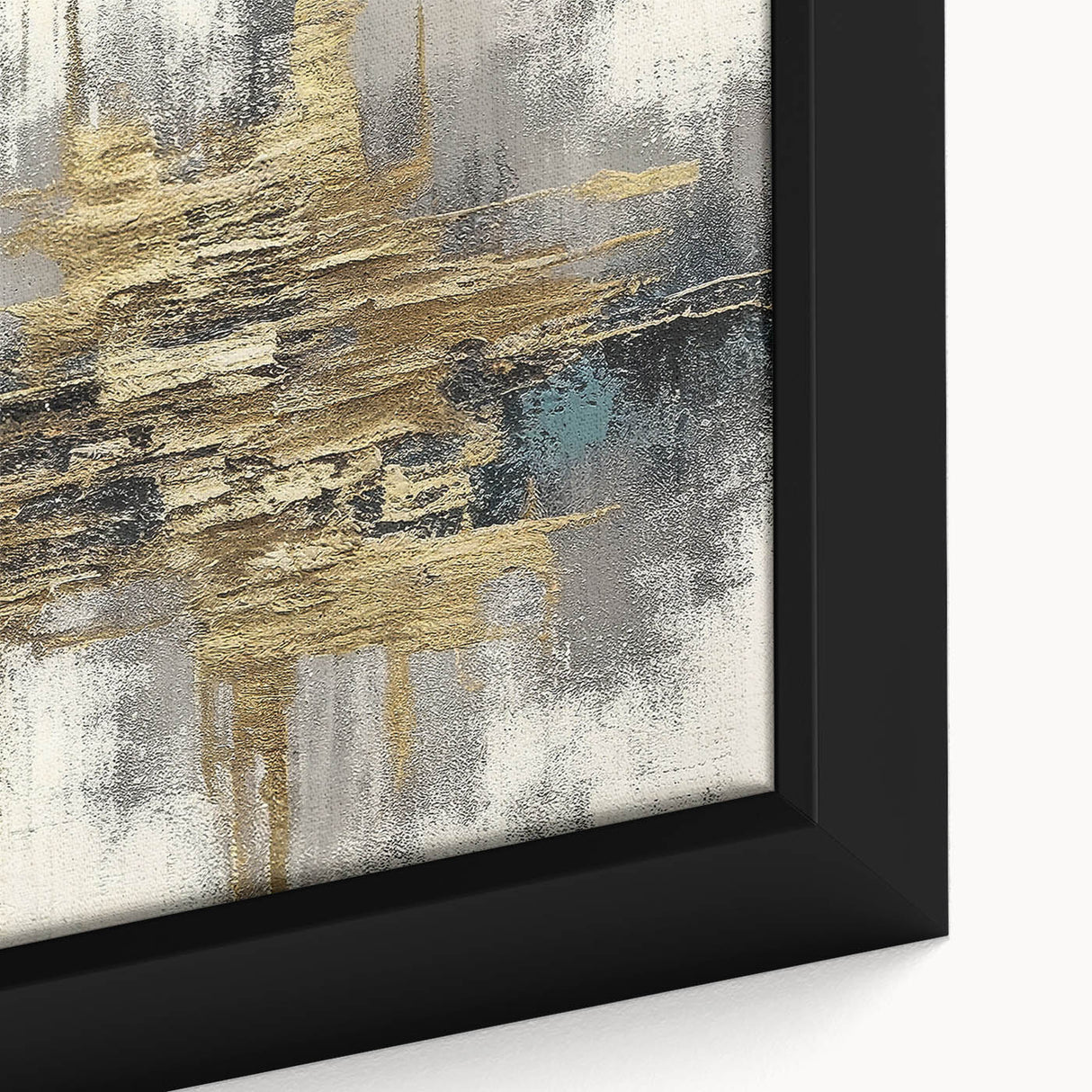 Abstract wall art featuring colorful strokes and lines in a modern design, presented in a sleek frame, ideal for contemporary home decor.