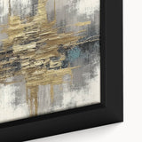 Abstract wall art featuring colorful strokes and lines in a modern design, presented in a sleek frame, ideal for contemporary home decor.