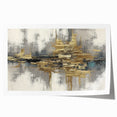 Abstract wall art print showcasing vibrant strokes and lines in shades of blue, orange, and yellow, ideal for modern home decor.