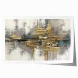 Abstract wall art print showcasing vibrant strokes and lines in shades of blue, orange, and yellow, ideal for modern home decor.