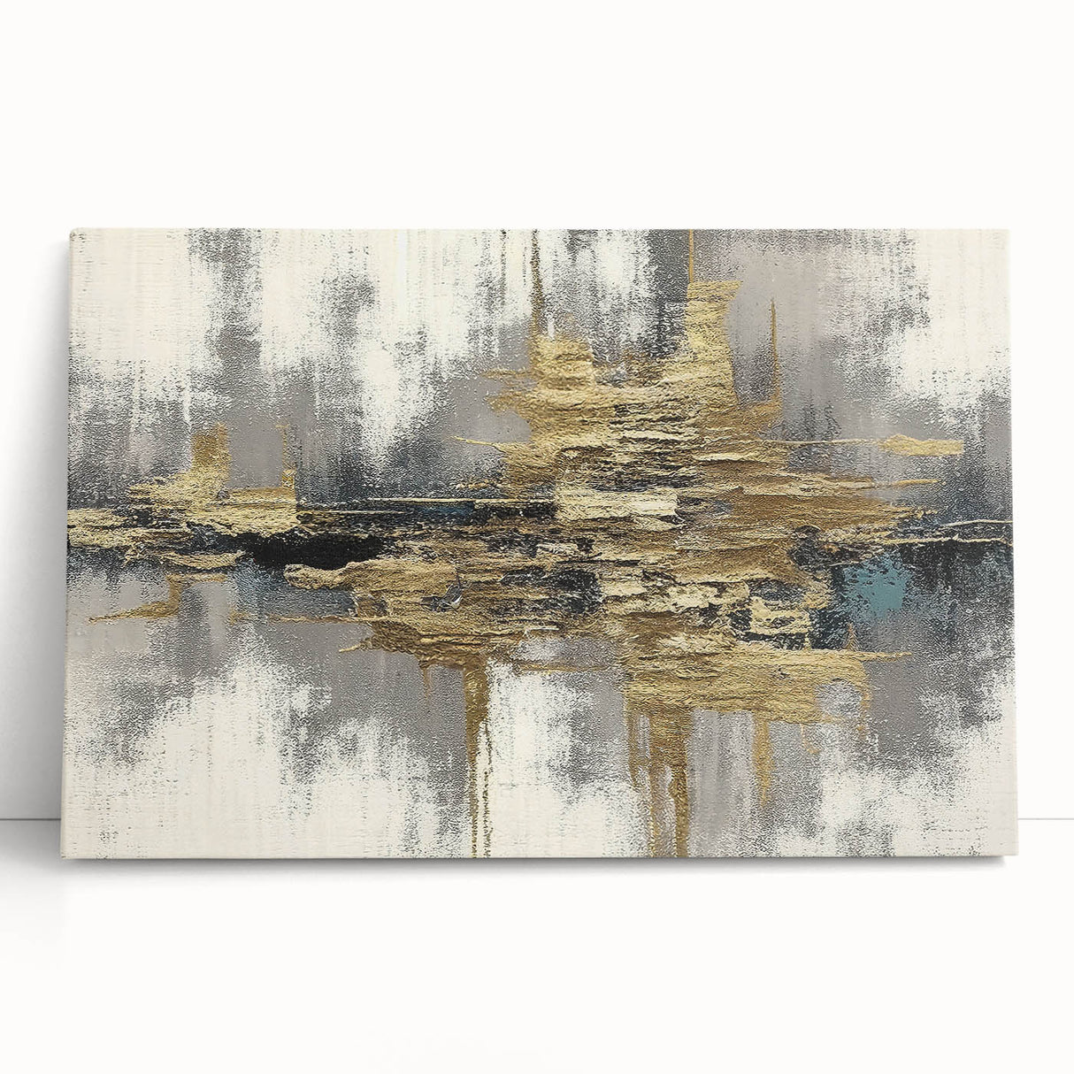 Abstract wall art featuring vibrant strokes and lines in shades of blue, orange, and yellow, designed for modern decor and artistic expression.