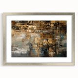 Abstract strokes and lines design wall art featuring a silver frame and mat, showcasing modern elegance and artistic flair, perfect for home decor.