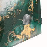 Close-up of an abstract wall art piece showcasing colorful strokes and lines on acrylic glass, enhancing modern home decor aesthetics.