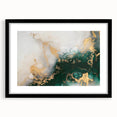 Abstract wall art print showcasing vibrant strokes and lines in a modern design, framed with a sleek black mat for contemporary decor.