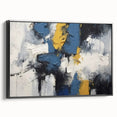 Framed abstract wall art showcasing dynamic strokes and lines in a minimalist black color scheme, perfect for modern decor.
