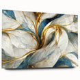 Abstract wall art featuring vibrant strokes and lines in a modern design, displayed in an acrylic glass frame with decorative pins.