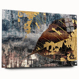 Abstract wall art featuring vibrant strokes and lines in bold colors, displayed in a sleek acrylic frame with pins, ideal for modern home decor.