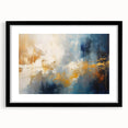 Framed abstract wall art featuring colorful strokes and lines in a modern design, presented with a black frame and mat for elegance.